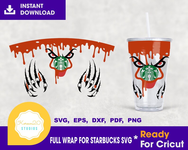 Download Halloween Blood Starbucks Cold Cup SVG Full Wrap for | Etsy