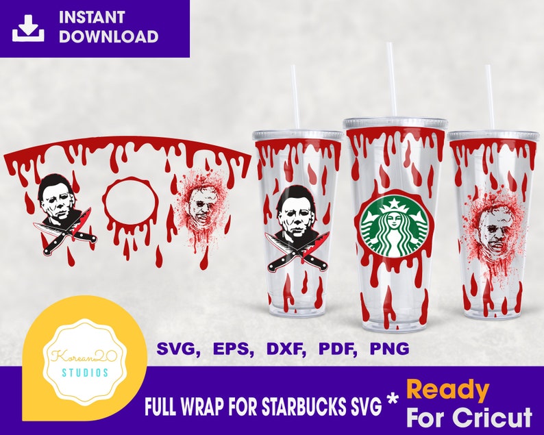 Download Starbucks venti cold cup full wrap Halloween svg Horror | Etsy