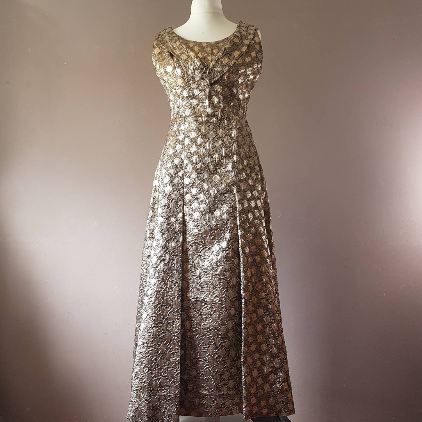 Vintage 50s Original Metallic Gold Ballgown Prom Dress UK Etsy