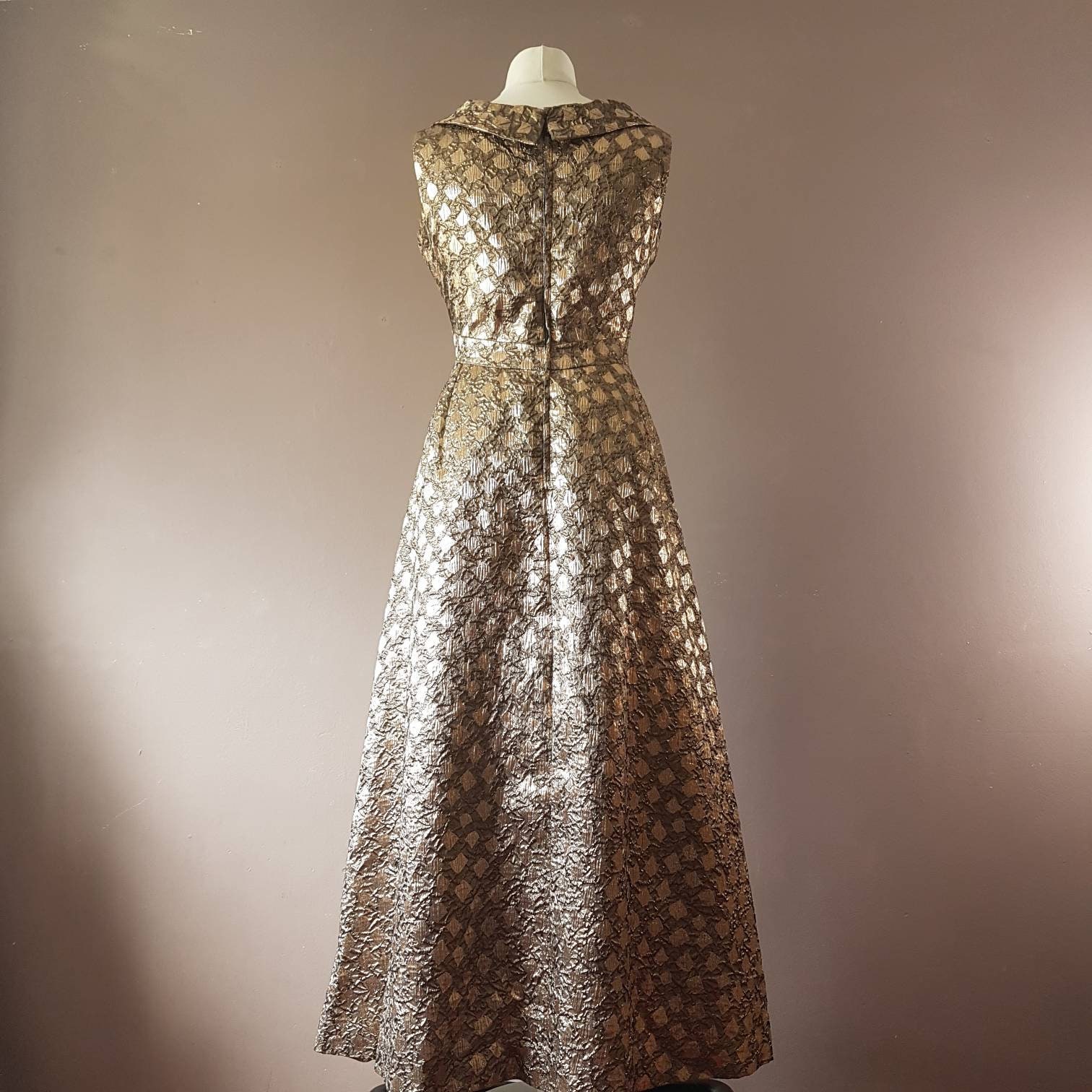 Vintage 50s Original Metallic Gold Ballgown Prom Dress UK Etsy