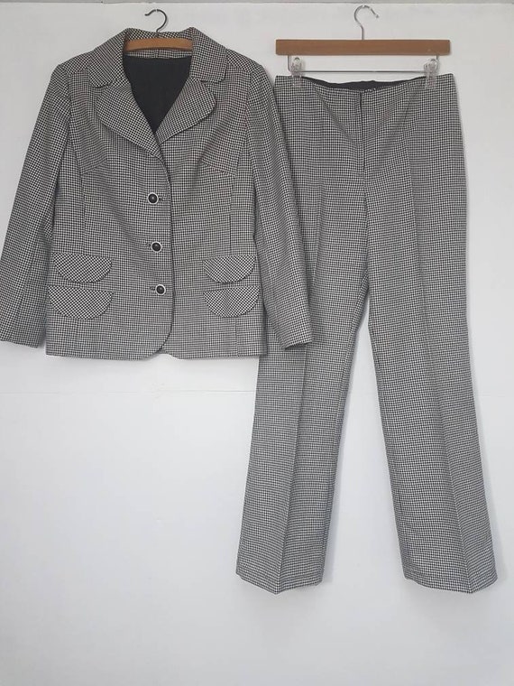 Vintage Suit Tailored Houndstooth Check 1970s