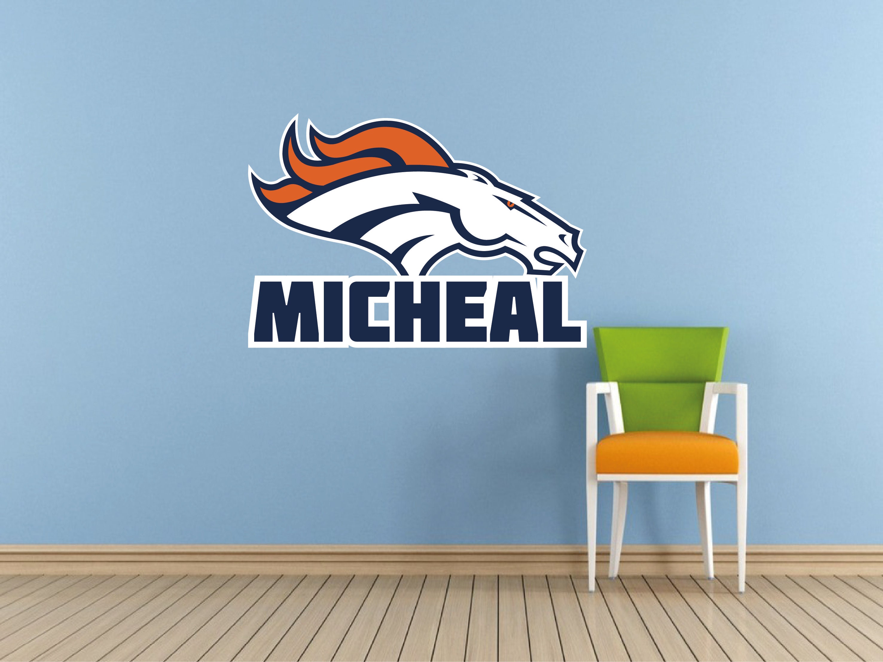 Denver Broncos football custom name Wall Decal american Etsy