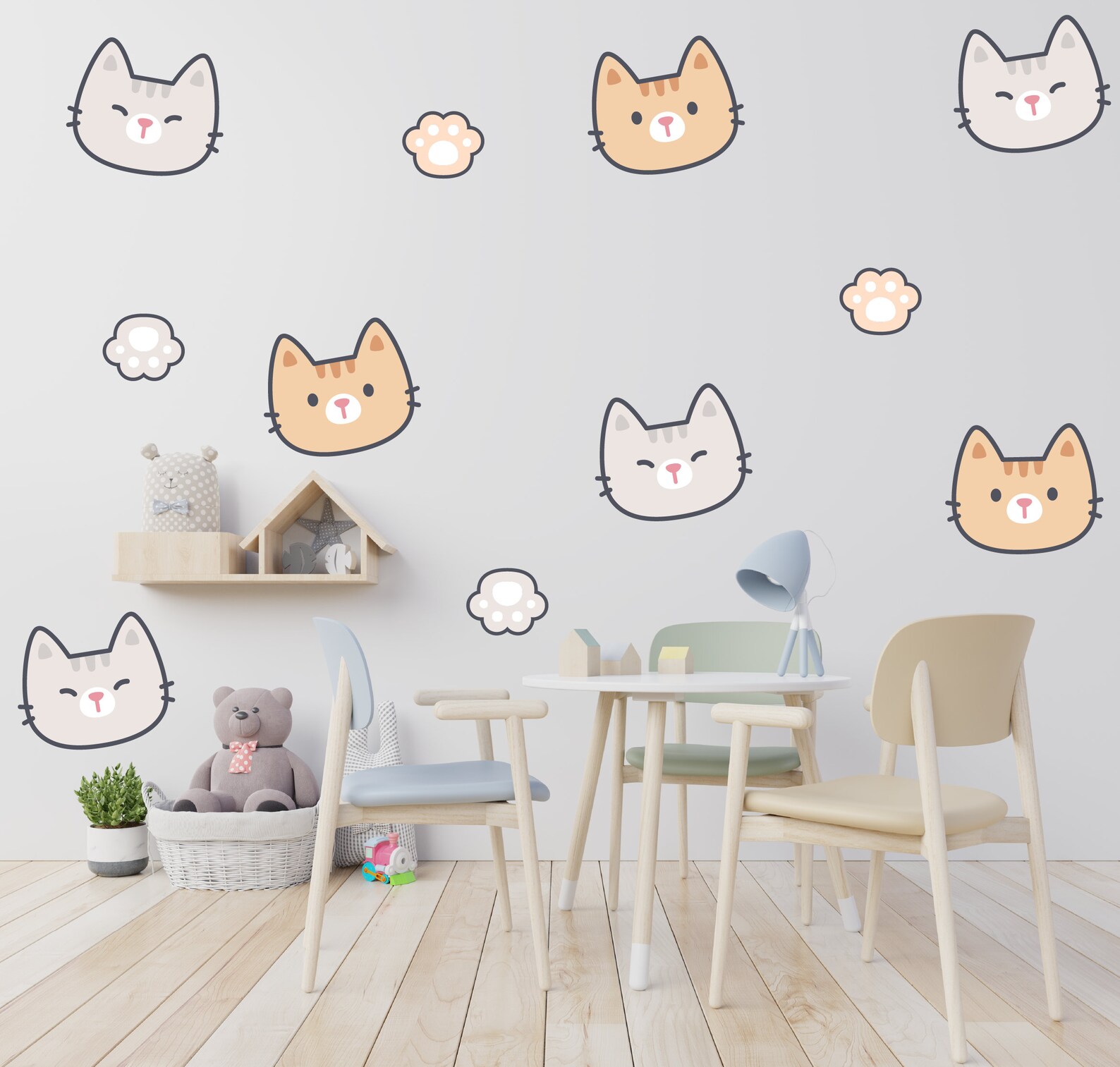 Cat Wall Sticker Kitty Wall Decor for Baby Room Decoration Etsy