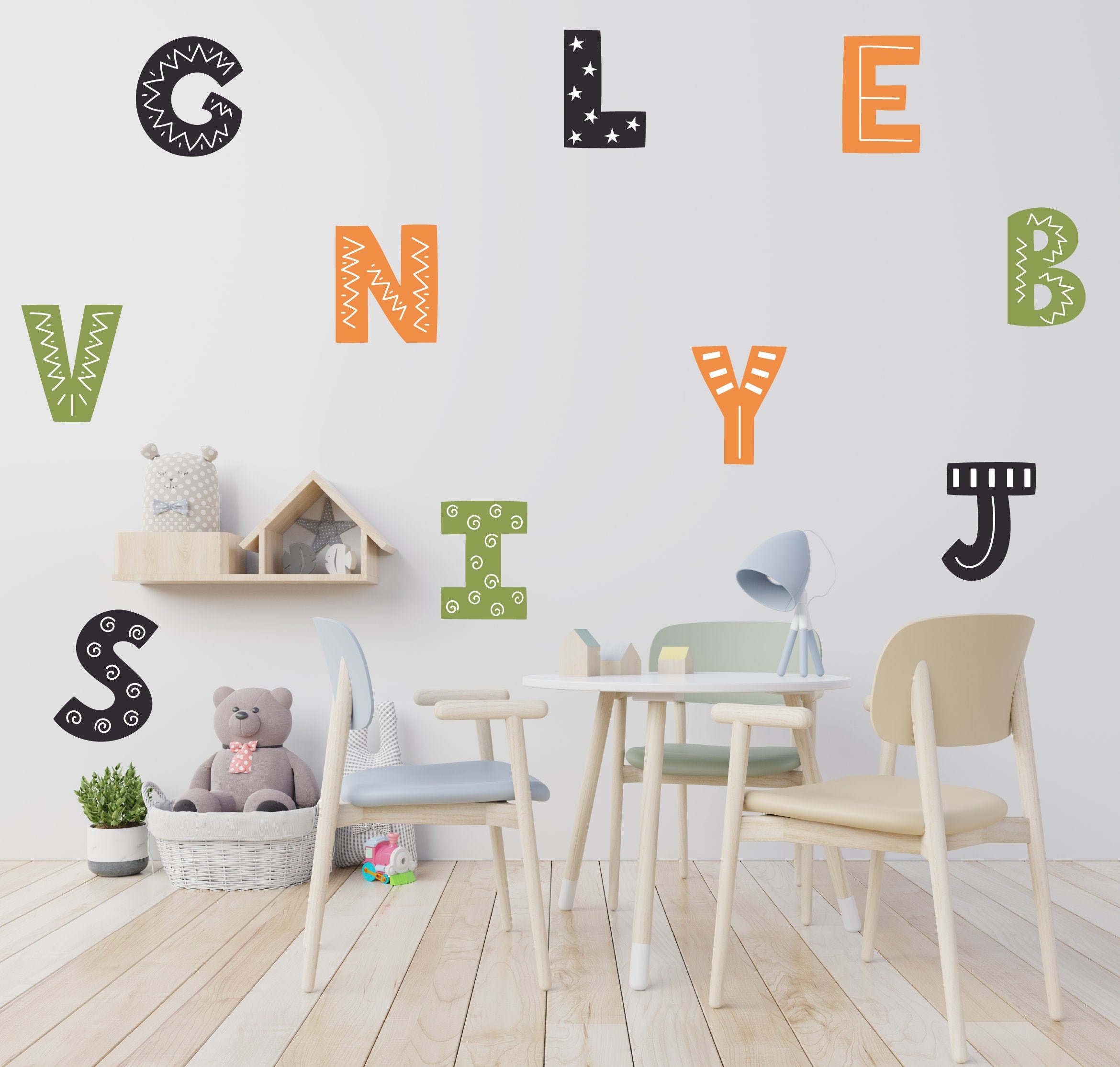 Alphabet Wall Decals stickers letter wall stickers ABC Wall Etsy