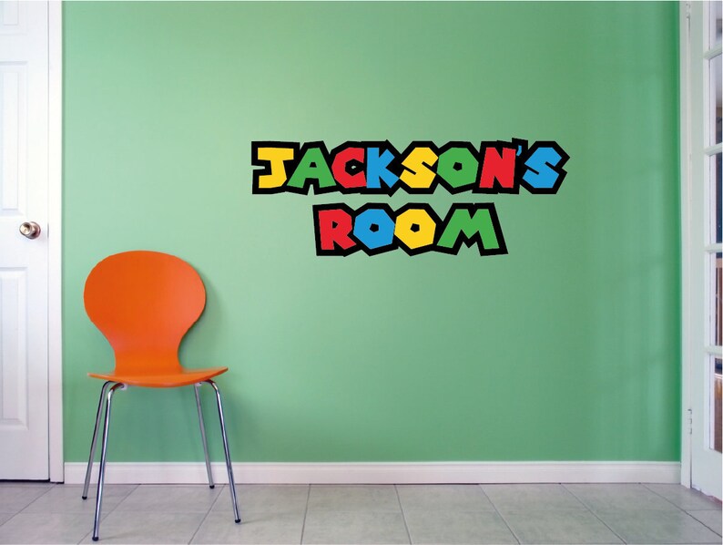 Super Mario Custom Name Wall Decal autocollant Nintendo mur Etsy