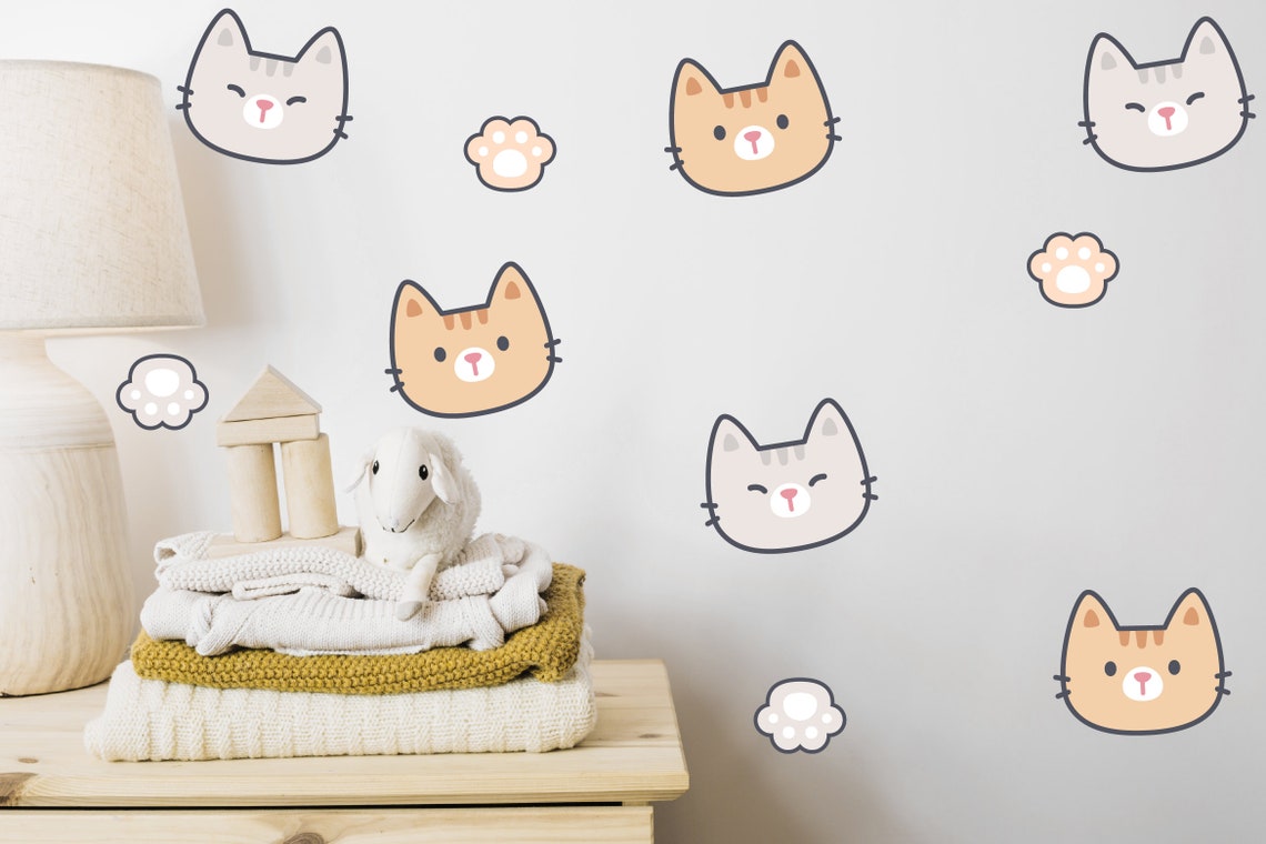 Cat wall sticker Kitty wall decor for baby room decoration Etsy