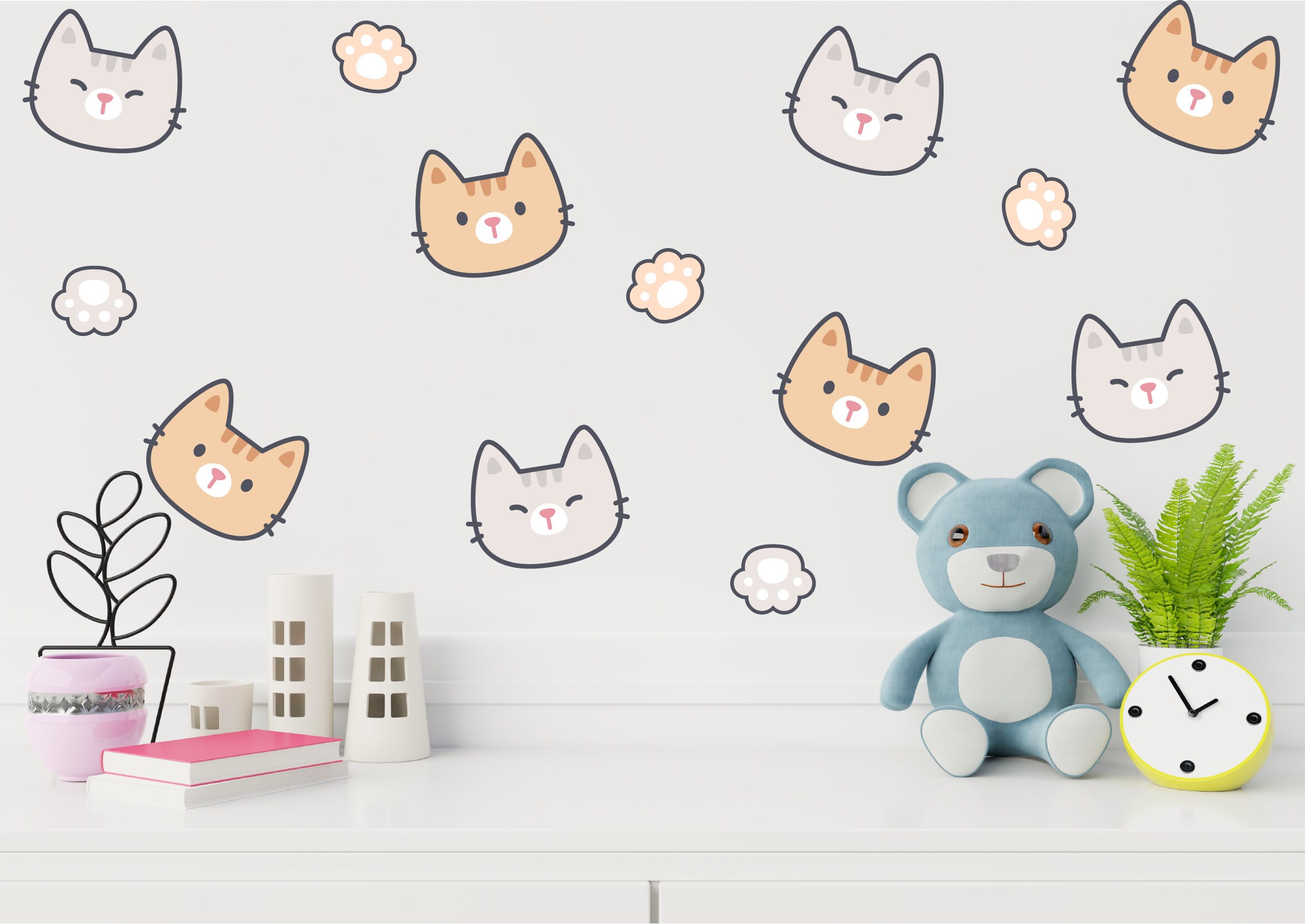 Cat Wall Sticker Kitty Wall Decor for Baby Room Decoration Etsy