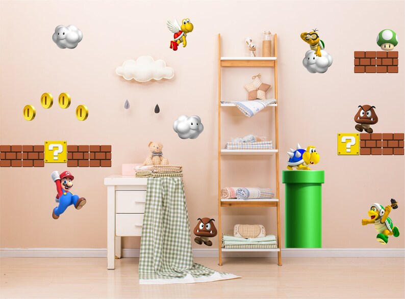 Vintage Video Game wall decal game room wall sticker Mario Etsy