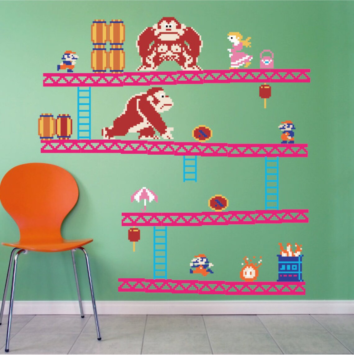 Donkey Kong wall decal sticker game room wall decal Vintage Etsy