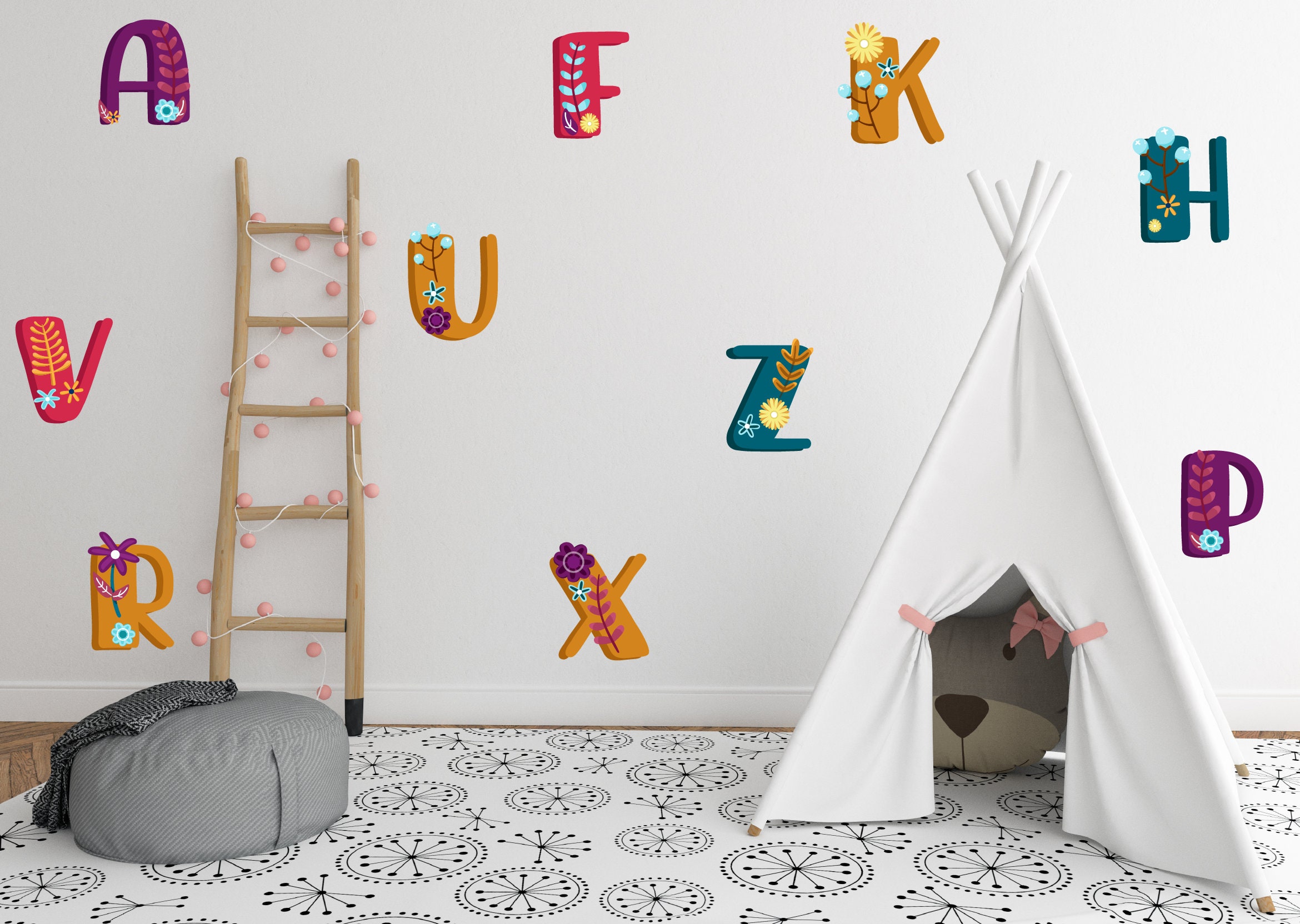 Alphabet Wall Decals stickers letter wall stickers ABC Wall Etsy