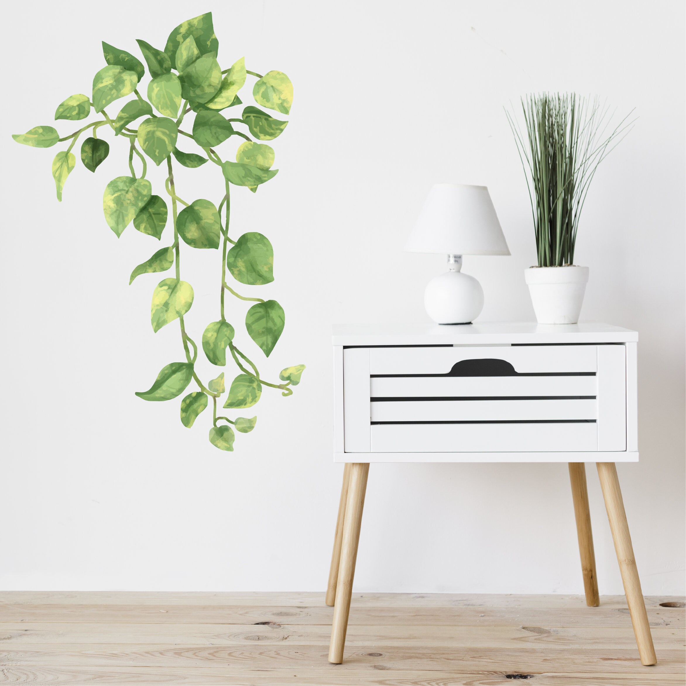 Watercolor Hanging plant wall sticker home plant wall decal Etsy