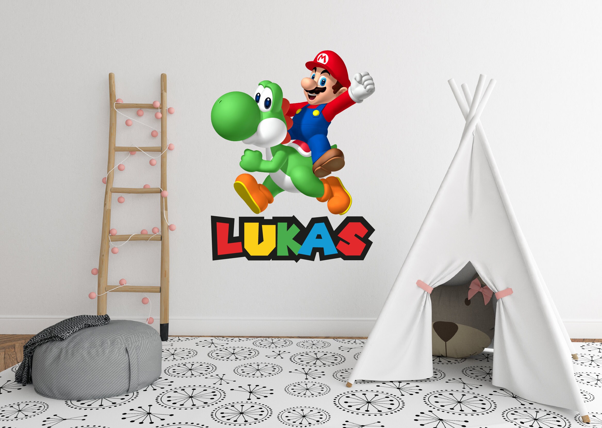 Super Mario Customized Custom Name Wall decal sticker Video Etsy