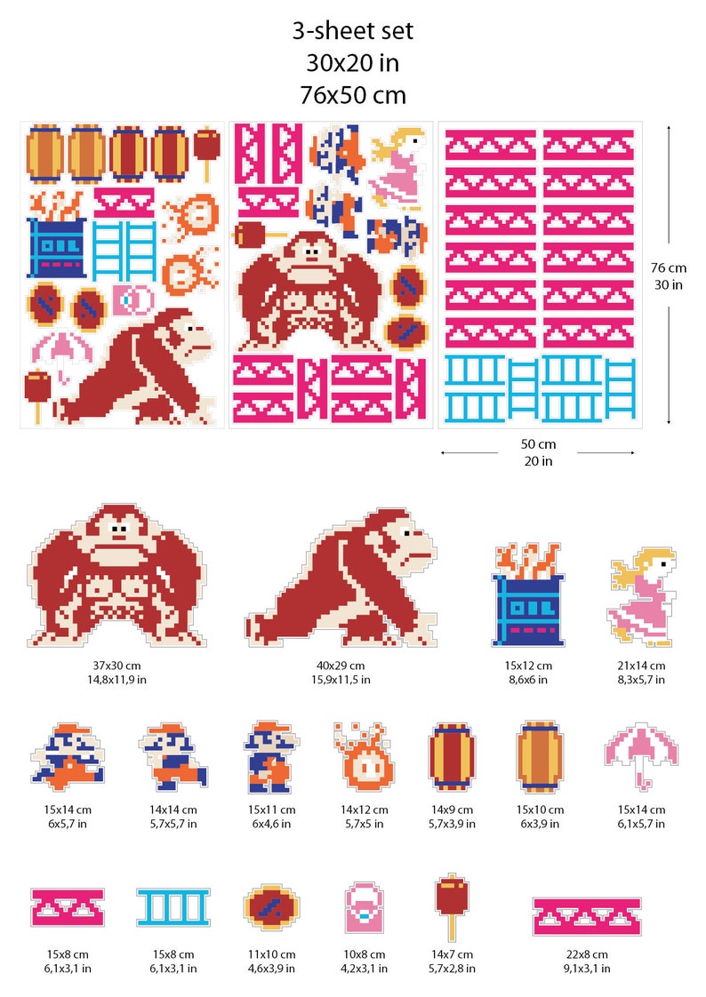 Donkey Kong wall decal sticker game room wall decal Vintage Etsy