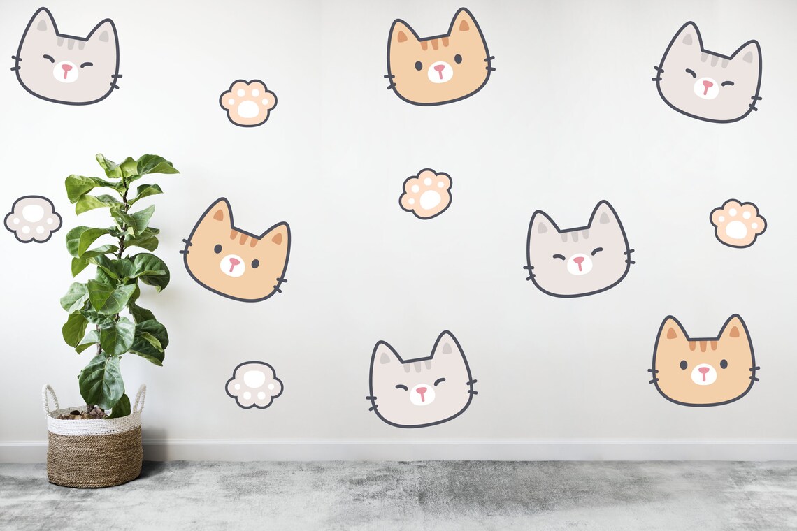 Cat wall sticker Kitty wall decor for baby room decoration Etsy