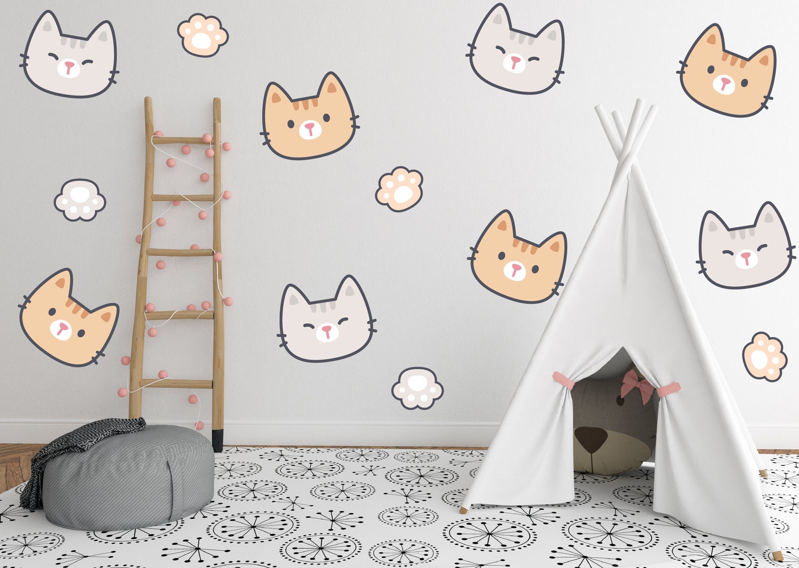 Cat Wall Sticker Kitty Wall Decor for Baby Room Decoration Etsy