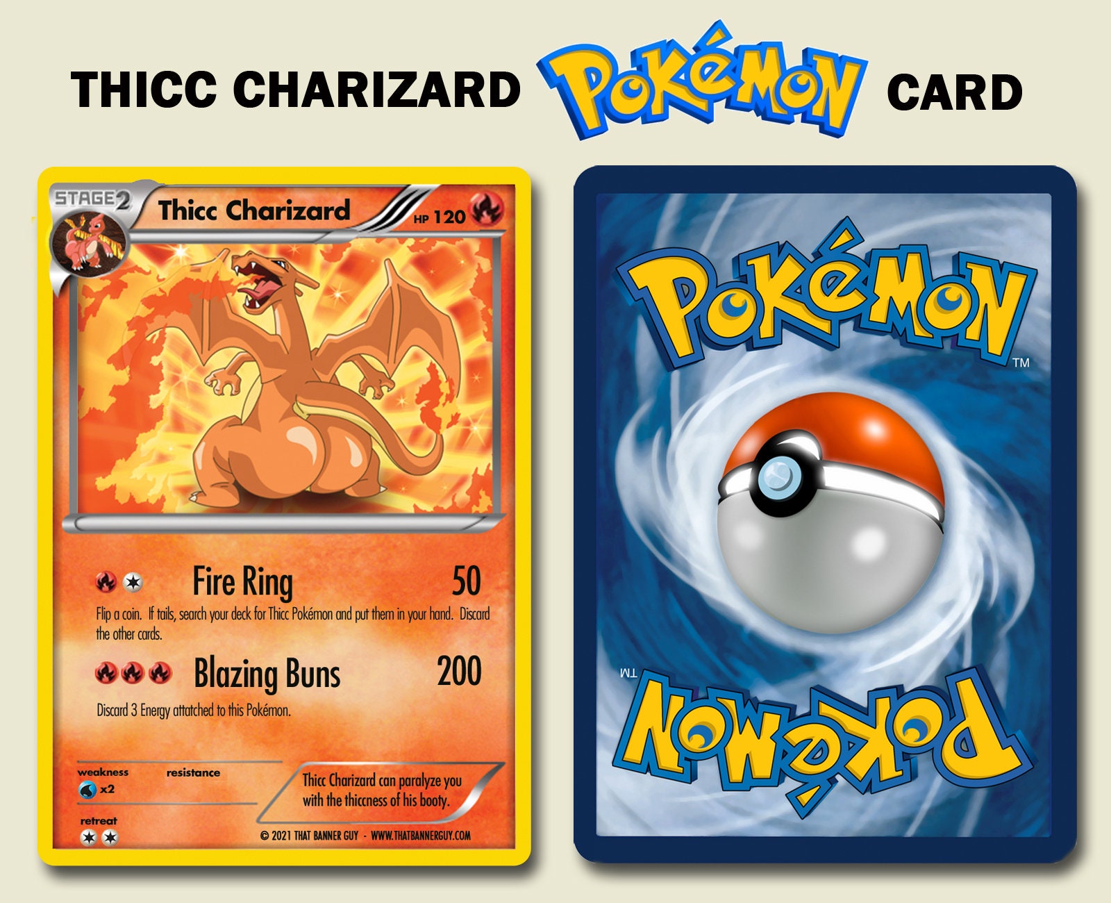 Thicc Charizard Custom Pokemon Card Limited Edition | Etsy
