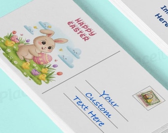 Gepersonaliseerde Paaskaart, Konijn en Ei Ansichtkaart, Wenskaart