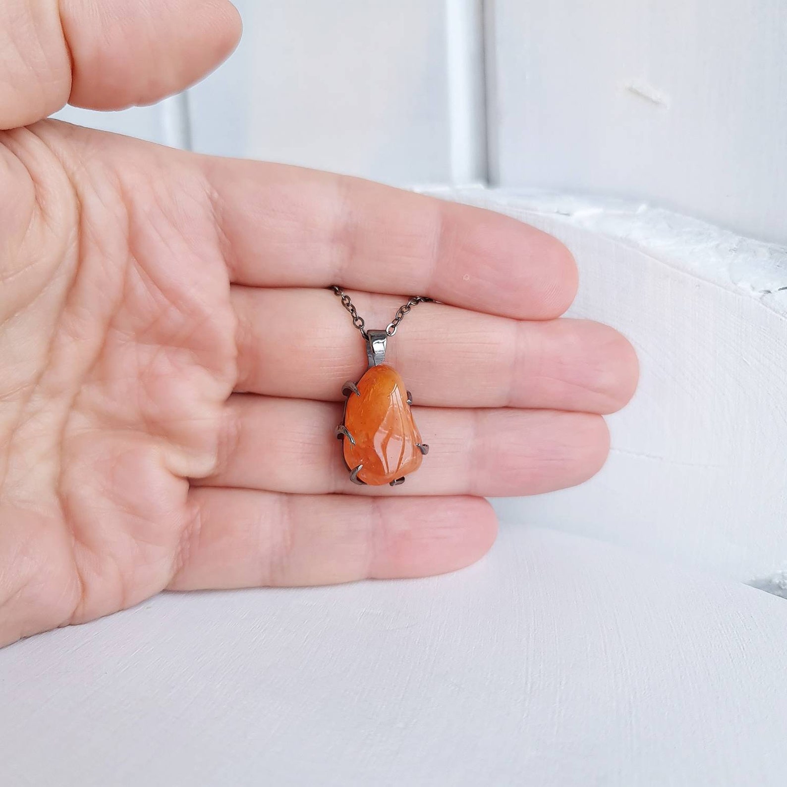 Carnelian Necklace Mens Pendant Raw Orange Gemstone 20.05ct Etsy