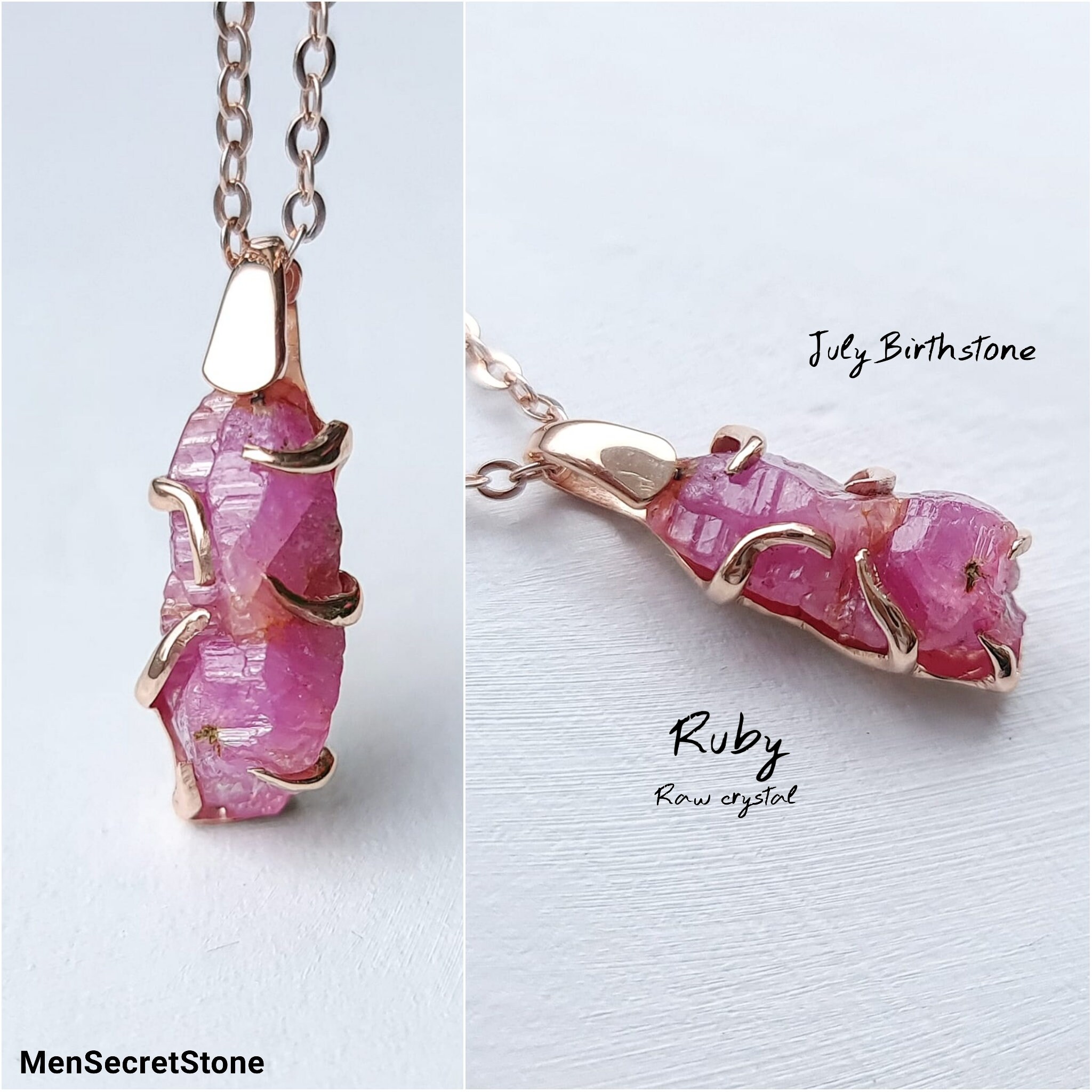 Mens Necklace Ruby Pendant Raw Ruby Jewelry Mens Jewelry Goths | Etsy