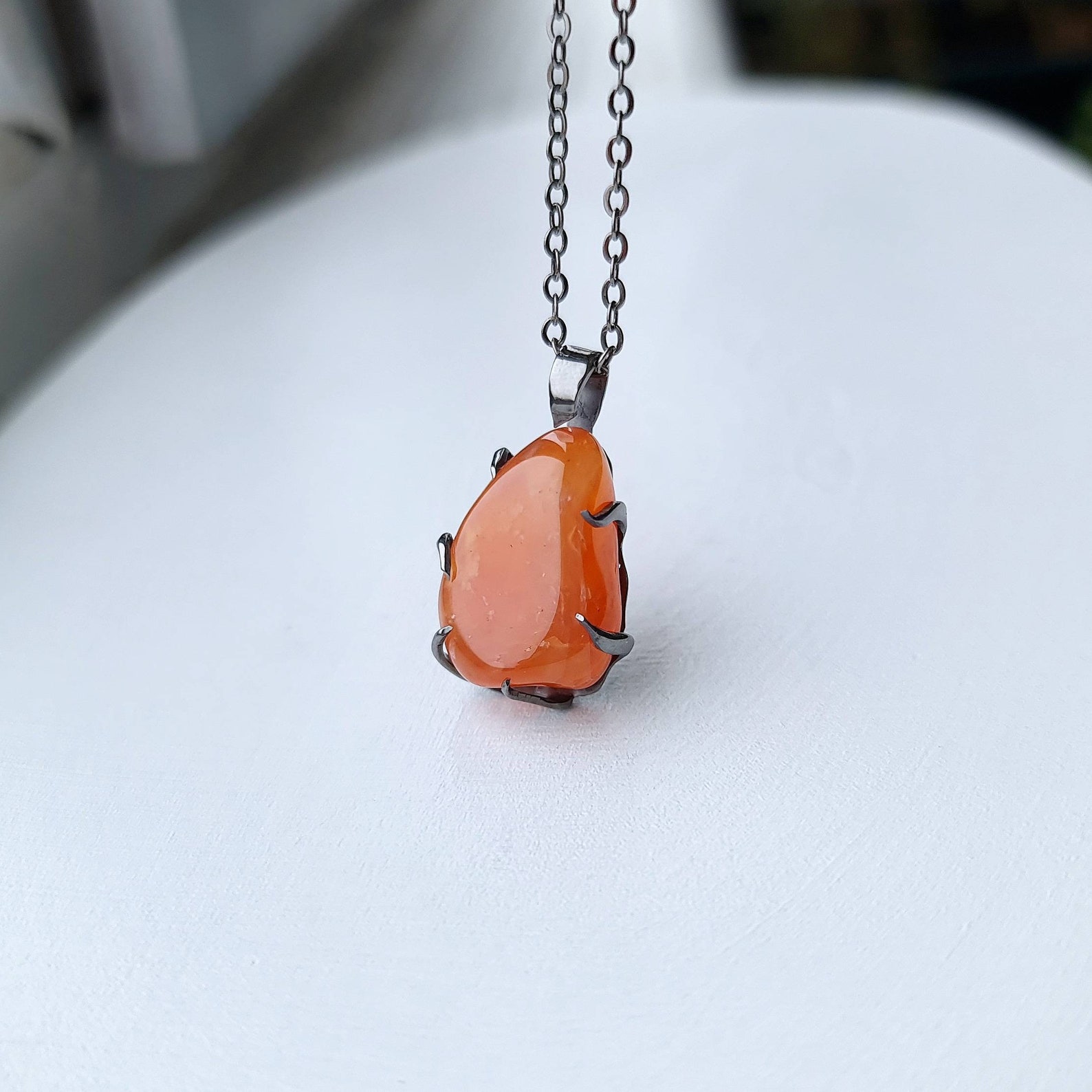 Carnelian Necklace Mens Pendant Raw Orange Gemstone 20.05ct Etsy