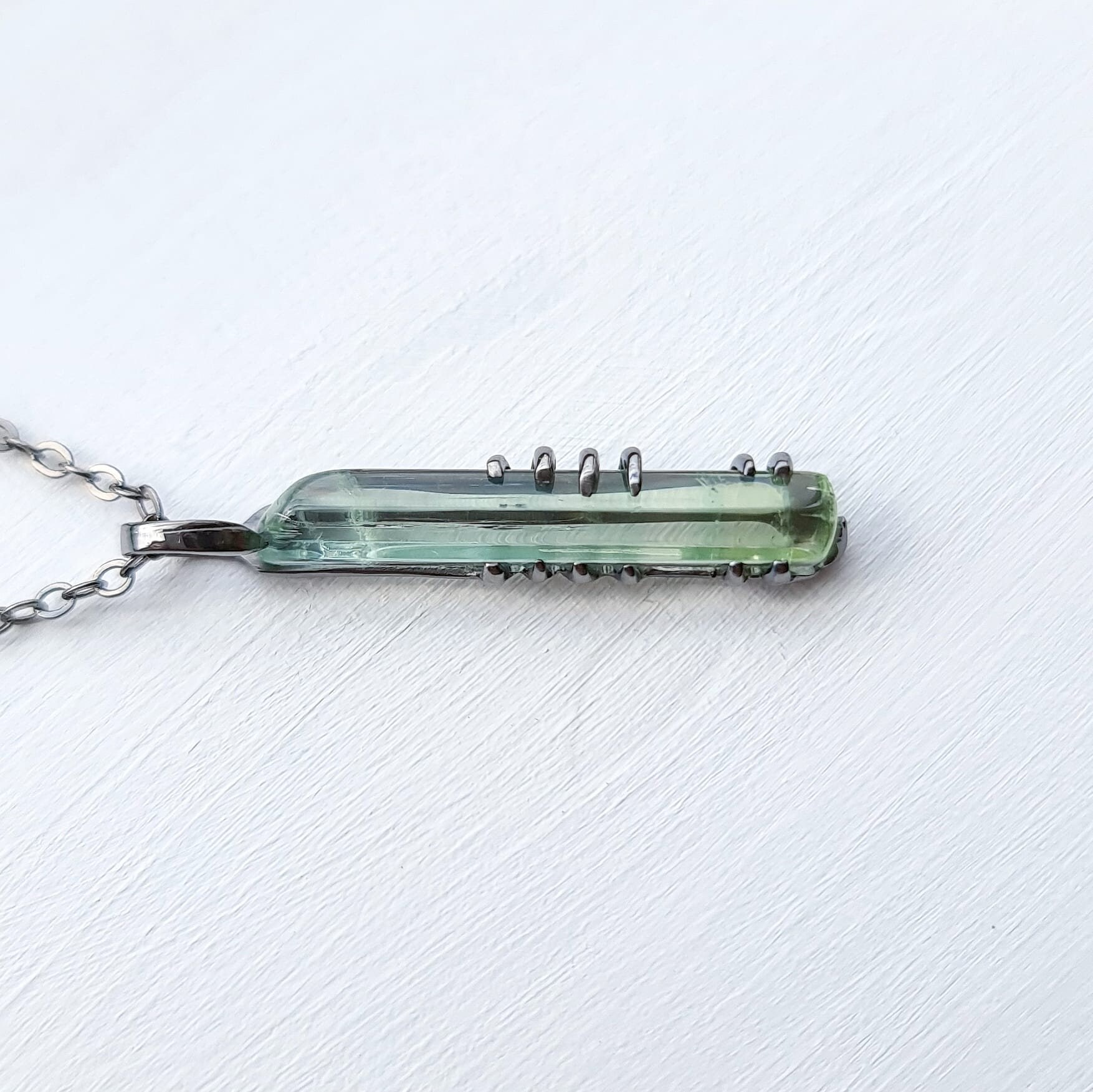 Mens Necklace Aquamarine Pendant Raw Green Beryl March Etsy