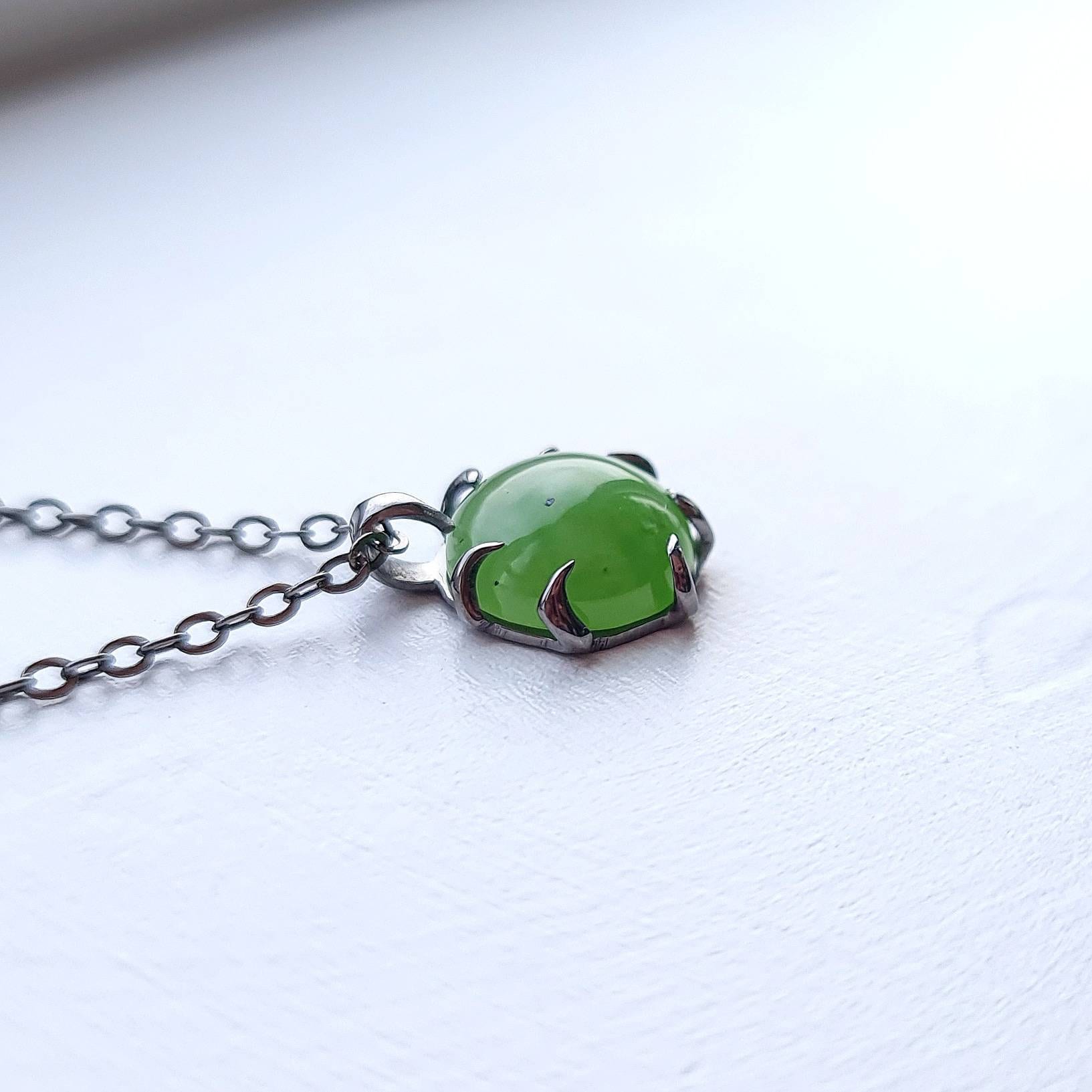 Mens Necklace Jade Pendant Green Jade September Birthstone Etsy