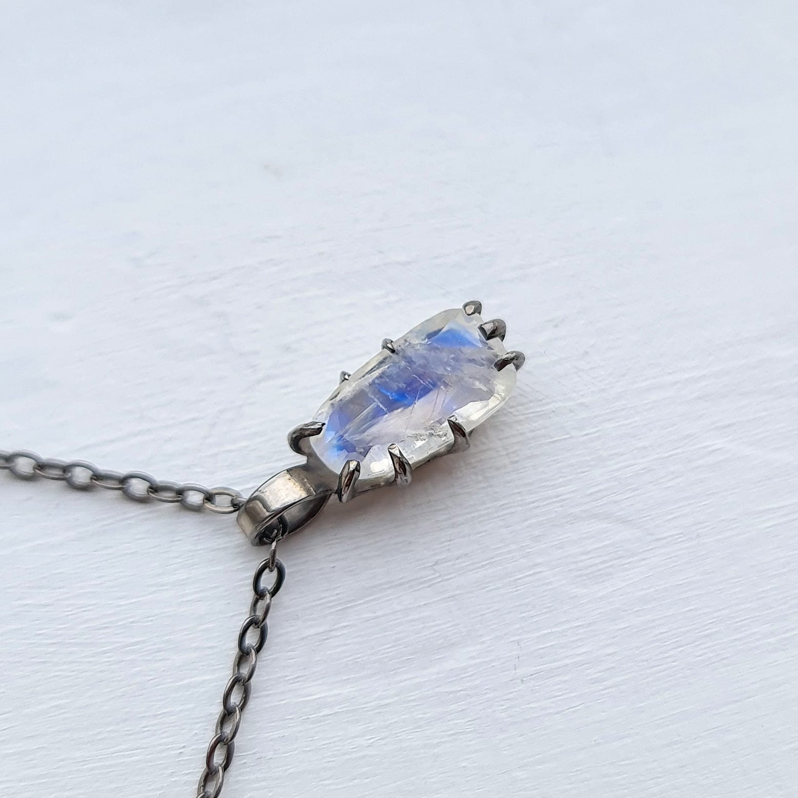 Mens Necklace Moonstone Pendant June Birthstone Raw Crystal Etsy