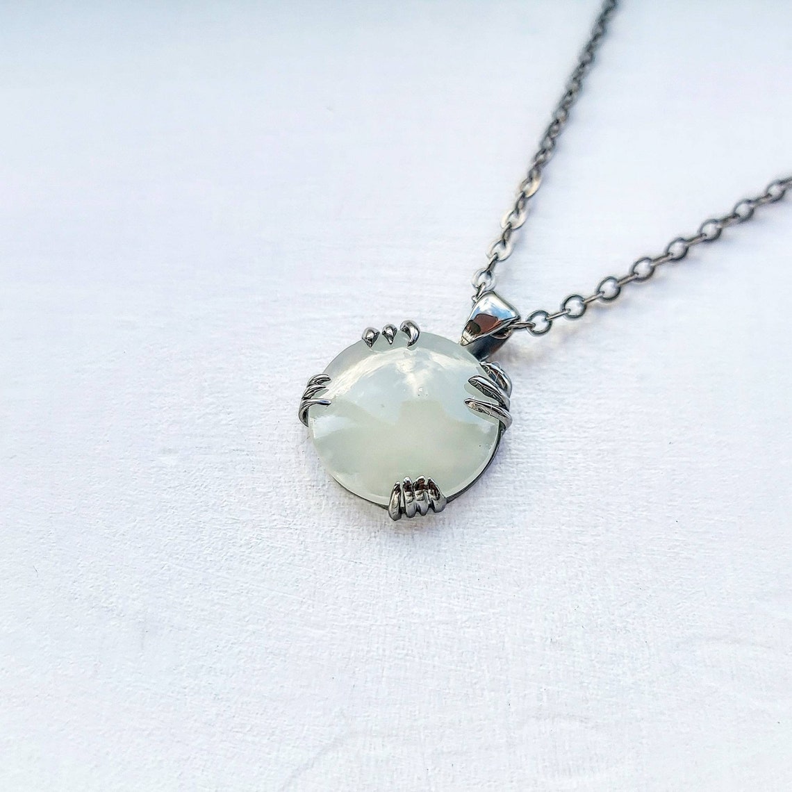 Mens Necklace White Pendant White Jade September Birthstone Etsy