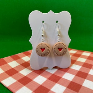 Clay Jammie Dodger Earrings, Food themed earrings, quirky earrings, gift for her, food earrings, biscuit earrings, gift under 10