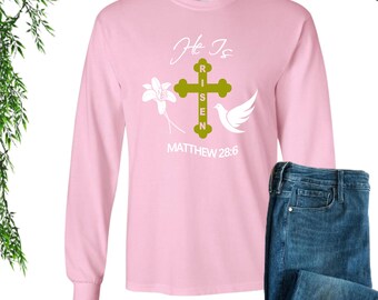 He Is Risen Tshirt; Easter themed Tshirts; Biblical T-shirt; Biblical Doves; Religious shirt; Easter gift; Jesus shirt
