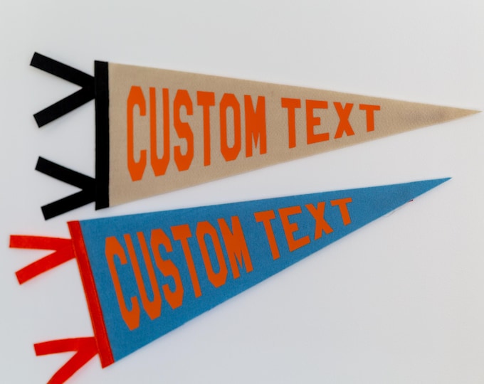 CUSTOM TEXT PENNANT flag | Pressed Vinyl Lettering | 20cm x 50cm |