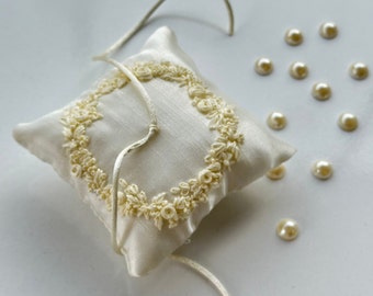 Handmade Embroidered Ring Pillow, Wedding Accessory