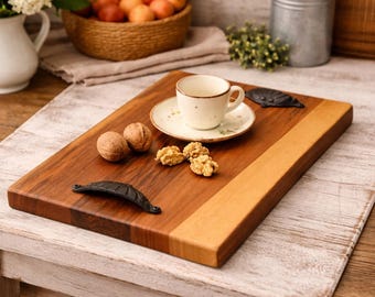 Solid Wood Serving Tray with Handles, Tea & Coffee Tray (25x38cm)