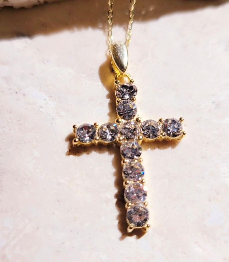 Gold Cross Chain Necklace Christian Cross Necklace Cross Etsy