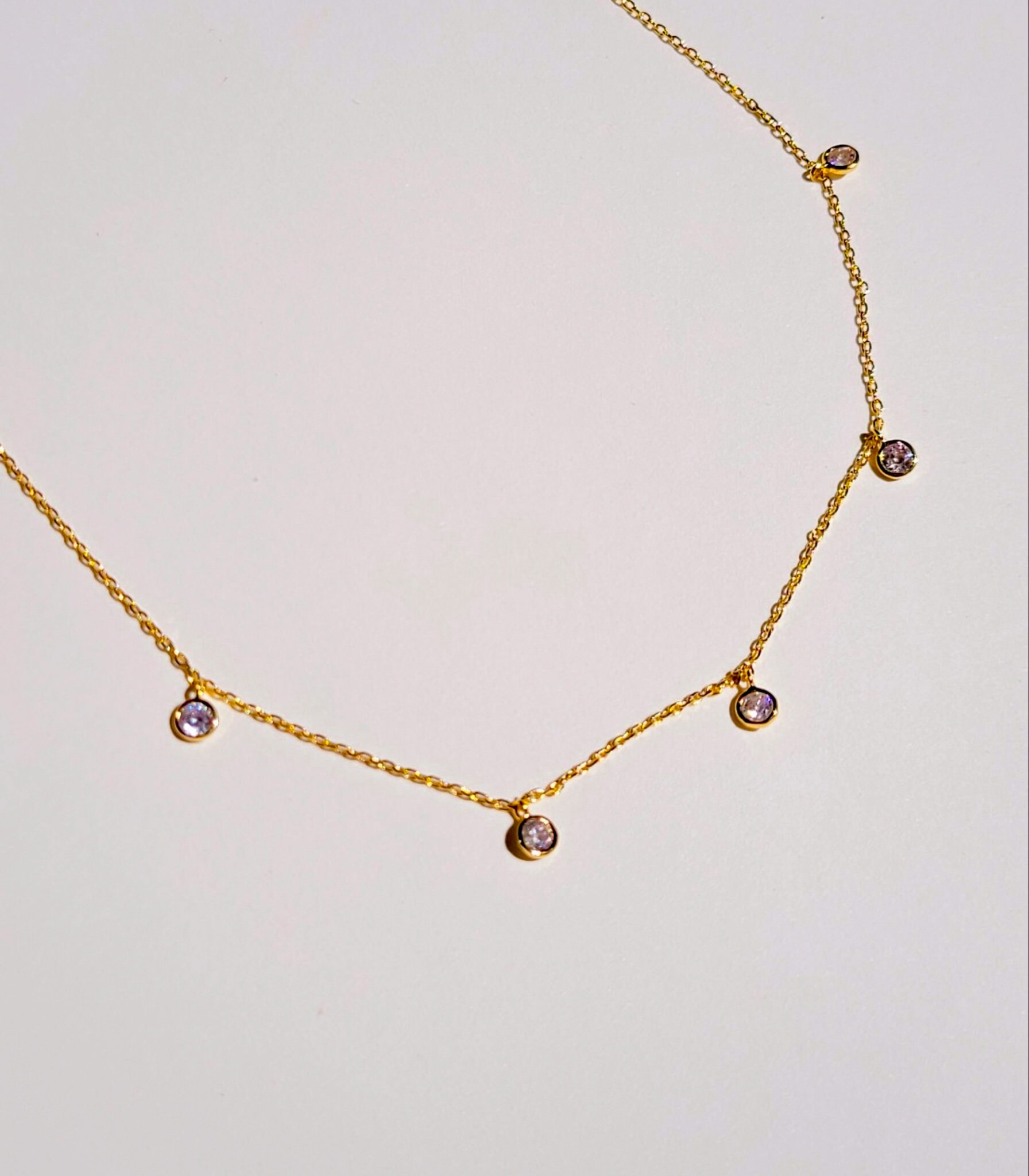 Tiny Gold Charm Necklace Gold Circle Charm Necklace Dainty Etsy