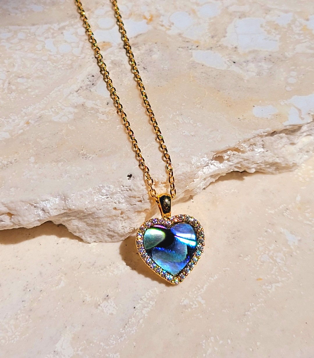 Tiny Heart Necklace, Heart Pendant Necklace, Blue Heart Pendant