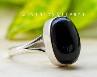 Anello Onice Nero-16X20 MM-Anello Argento Fatto a Mano-Anello in Argento Sterling 925-Anello Onice Nero Ovale-Pietra Portafortuna-Anello Multistone-Best Seller