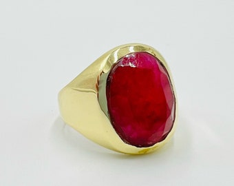 Rubin Ring-Signet Ring Kissenschnitt behandelter roter Rubin -925Er Sterling Silber Ring-Edelstein Ring-Unisex Ring-Bestseller