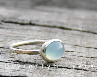 Anello in pietra di calcedonio Aqua, argento sterling 925, gioielli, anello incantevole, regalo, gioielli, gioielli blu Aqua calcedony, anello fatto a mano-best seller