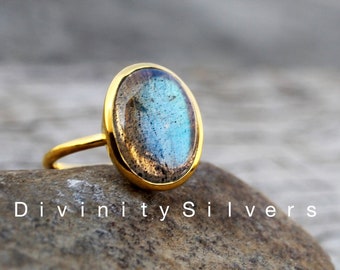 Labradorit Ring, Sterling Silber Ring, 16x20 mm Oval Edelstein Ring, Edelstein Ring, handgemachter Ring, Geschenk, Versprechen Ring-Bestseller