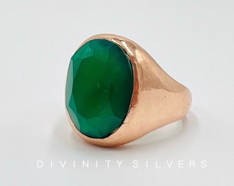 Grüner Onyx Ring, 925 Sterling Silber, Verlobungsring, handgefertigter Edelstein Ring, Geschenk für Sie, Schmuck, Dezember Geburtsstein, Stapelring