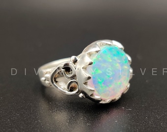 Anello opale bianco, anello opale di buona qualità, anello di dichiarazione, anello di opale di fuoco, anello di opale, anello di pietra di nascita di ottobre, regalo per lei-Best Seller