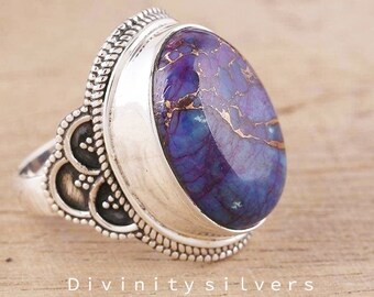 Anello turchese viola-anello in argento gemma-anello fatto a mano-anello in argento-anello in pietra preziosa-anello in argento sterling 925-bellissimo anello in pietra preziosa pera