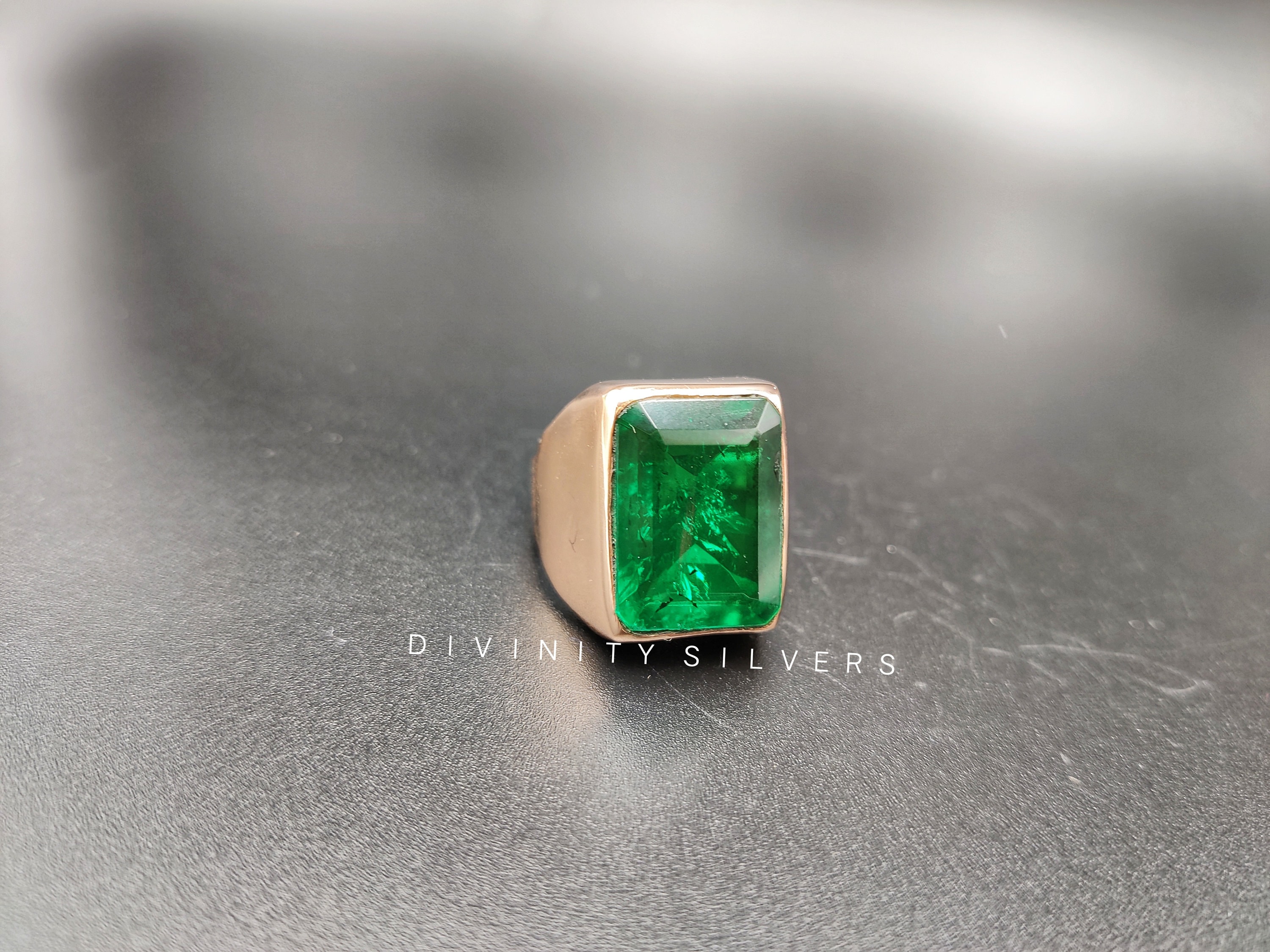 Emerald Ring Mens Ring 925 Solid Sterling Silver Ring Etsy