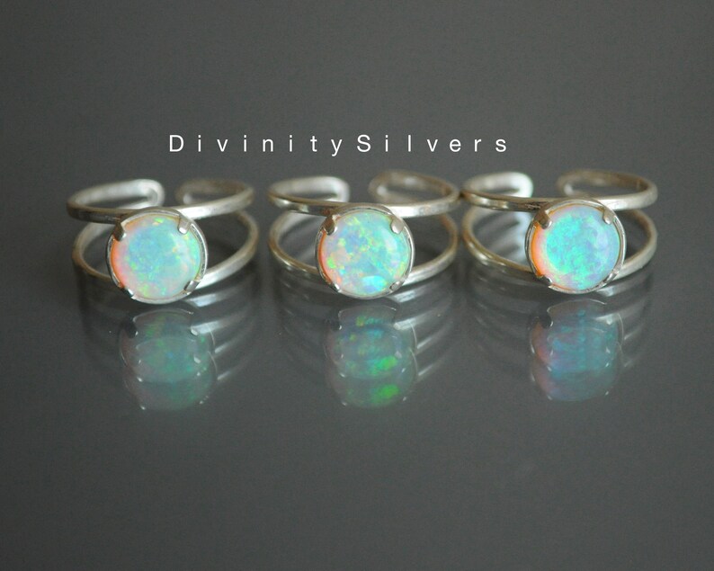 White Opal Ring, Good Quality Opal Ring, Prong setting ring, Fire Opal Ring, Opal Ring, October Birthstone Ring, Gift for her-Best Seller image 4
