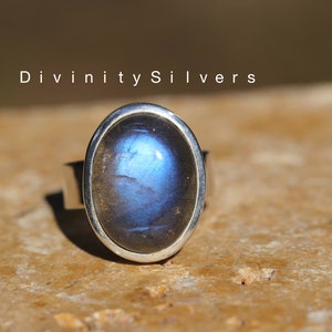 Blauer Labradorit Ring, Sterling Silber, Blauer Stein Ring, Edelstein Ring, Labradorit Schmuck, Minimal Ring, Alltäglicher Ring.-Bestseller