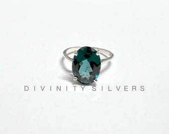 Petrol Blau Saphir Ring,925Sterling Silber Ring,Statement Ring,Oval Form Stein Ring,Edelstein Ring,handgefertigte Ring,Schmuck Für Sie,Birthstone Ring