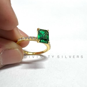 Anillo de esmeralda, anillo de esmeralda colombiana, anillo de piedra preciosa, anillo de bodas de esmeralda, anillo de piedra de nacimiento, anillo de plata esterlina, anillo de esmeralda verde, anillo de promesa