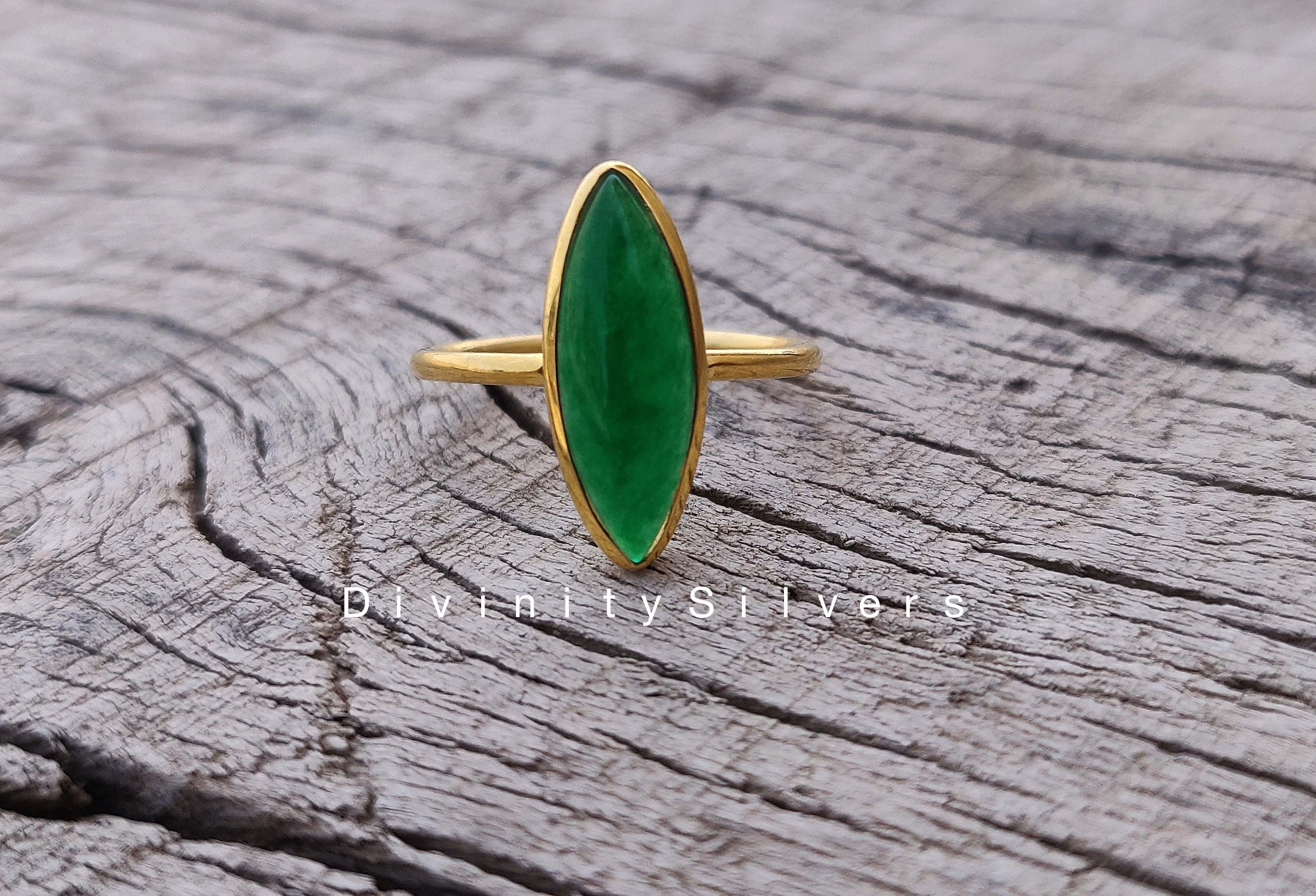 Green Jade Rings Sterling Silver Rings for Women Dainty Etsy