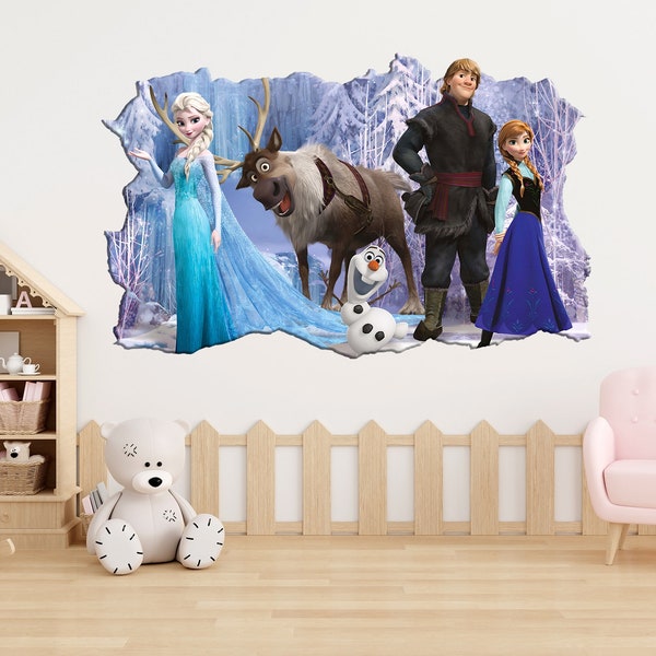 Frozen Elsa anna 3D Iceberg Effect Decal Wall Sticker Decor Art Mural FR01